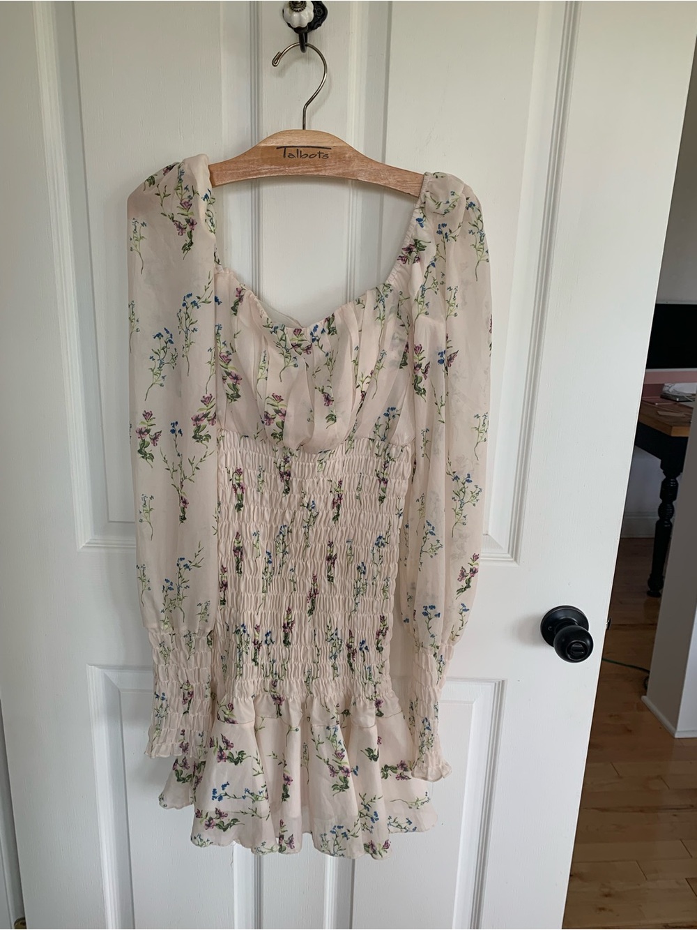 Nasty Gal Light Creamy Blush Floral Tie-Front Dress